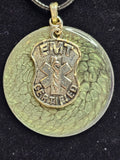 EMT Badge on Prism Painted Washer Pendant Necklace
