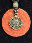 Fire Department Charm on Painted Washer Pendant