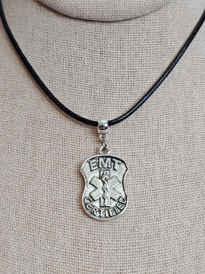 EMT Badge Certified Charm Necklace