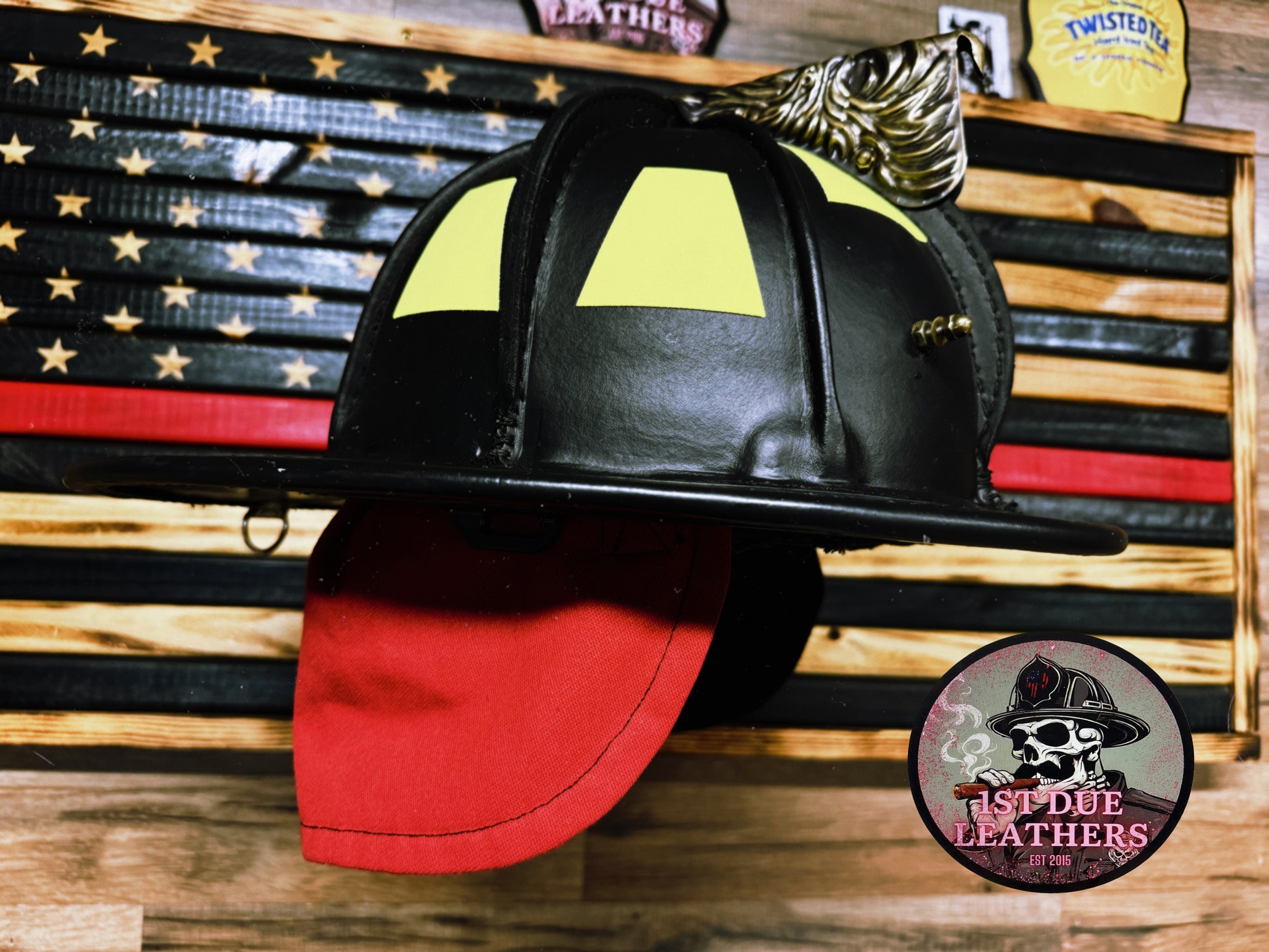 1st Due red/black Phenix Short Earflaps – 1st Due Leathers Restoration