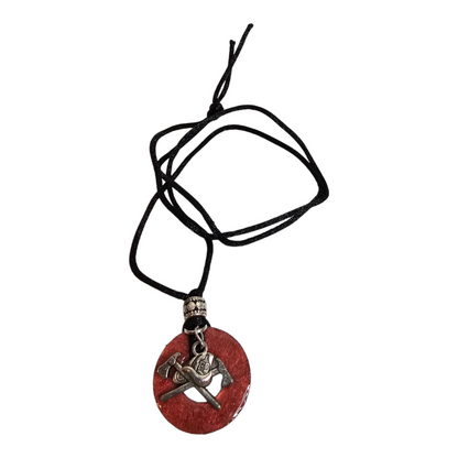 Crossed Axe and Fire Helmet Charm on Painted Washer Pendant